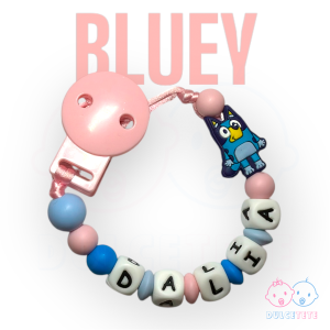 Chupetero de Silicona Personalizado Bluey Rosa